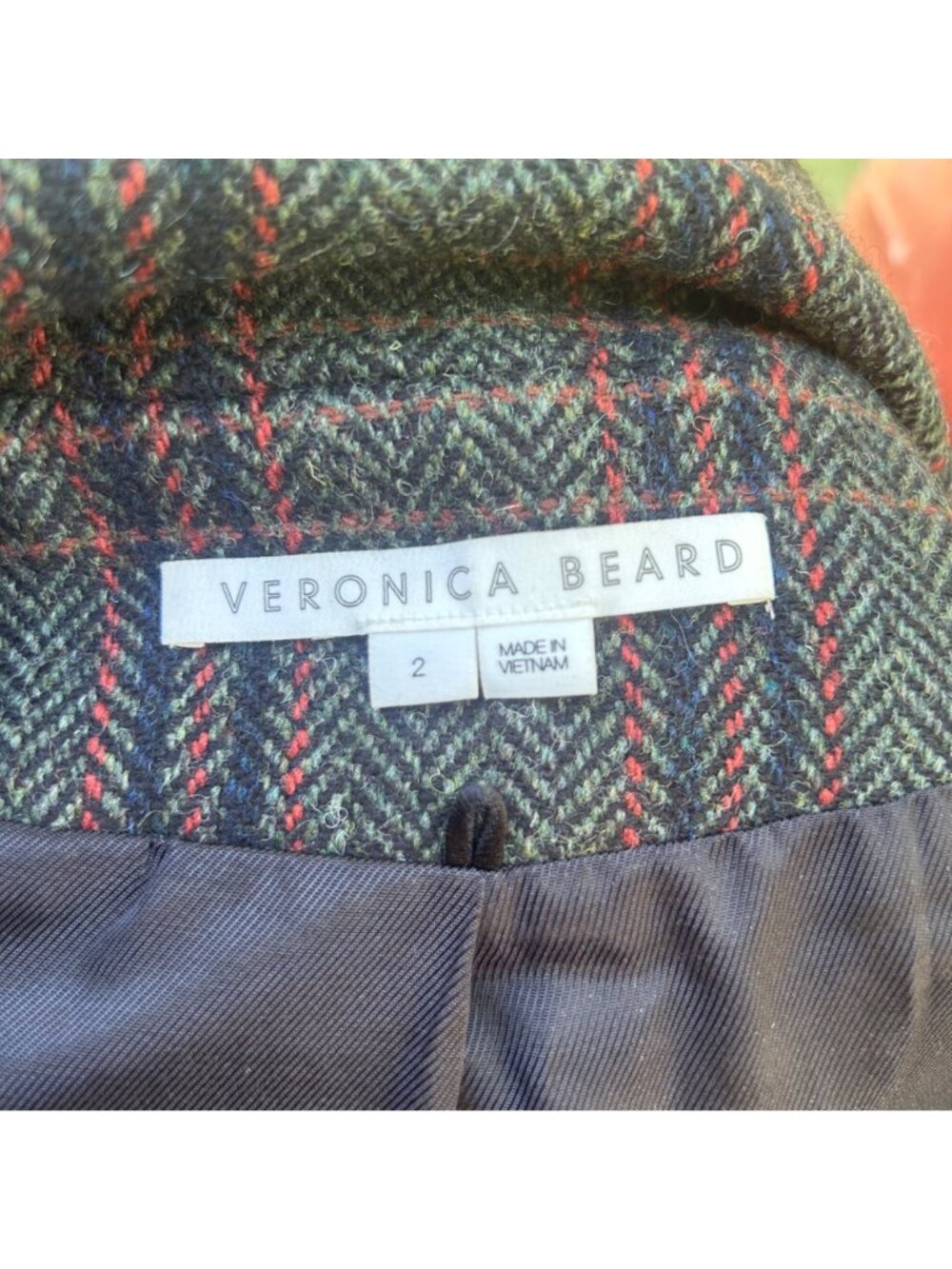 Veronica Beard Herringbone Dickey Plaid Blazer Long Sleeve Women Green Work 2 - Picture 4 of 12
